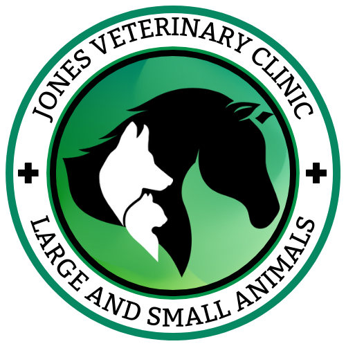 Silhouette of a horse head, dog and cat head within a circle shape.