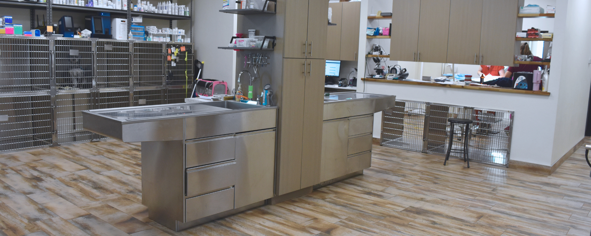 Open view image of behind-the-scenes Jones Veterinary Clinic diagnostic room.